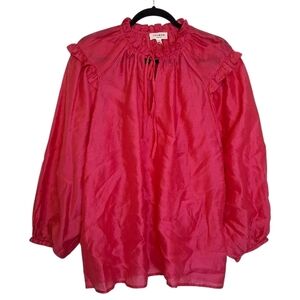 ​Hudson North Ruffle Yoke Blouse in Fuchsia